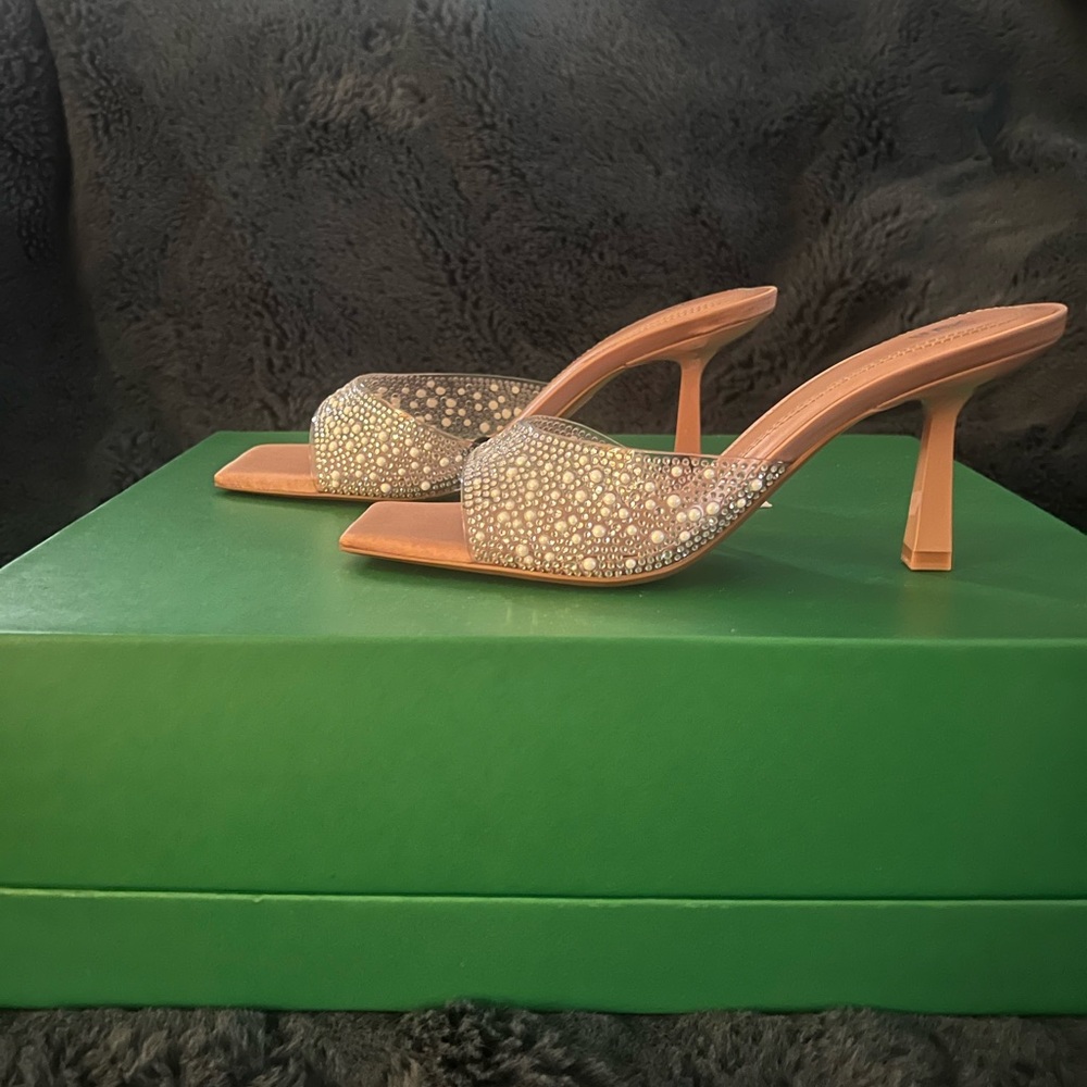 Zara BEADED RHINESTONE SANDALS, SZ 37